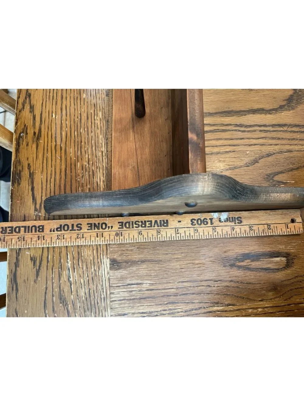 Vintage Wooden Peg Rack Plate Shelf Salt-Glazed Pottery Heart Accent Signed 1988